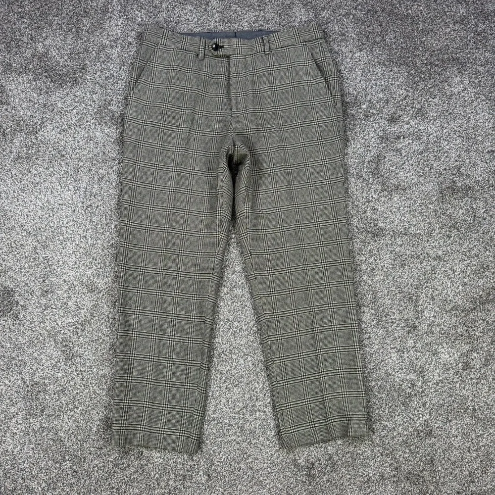 Todd Snyder Glen Plaid Wool Dress Pants Mens 32x30 Trousers Cream Black Check
